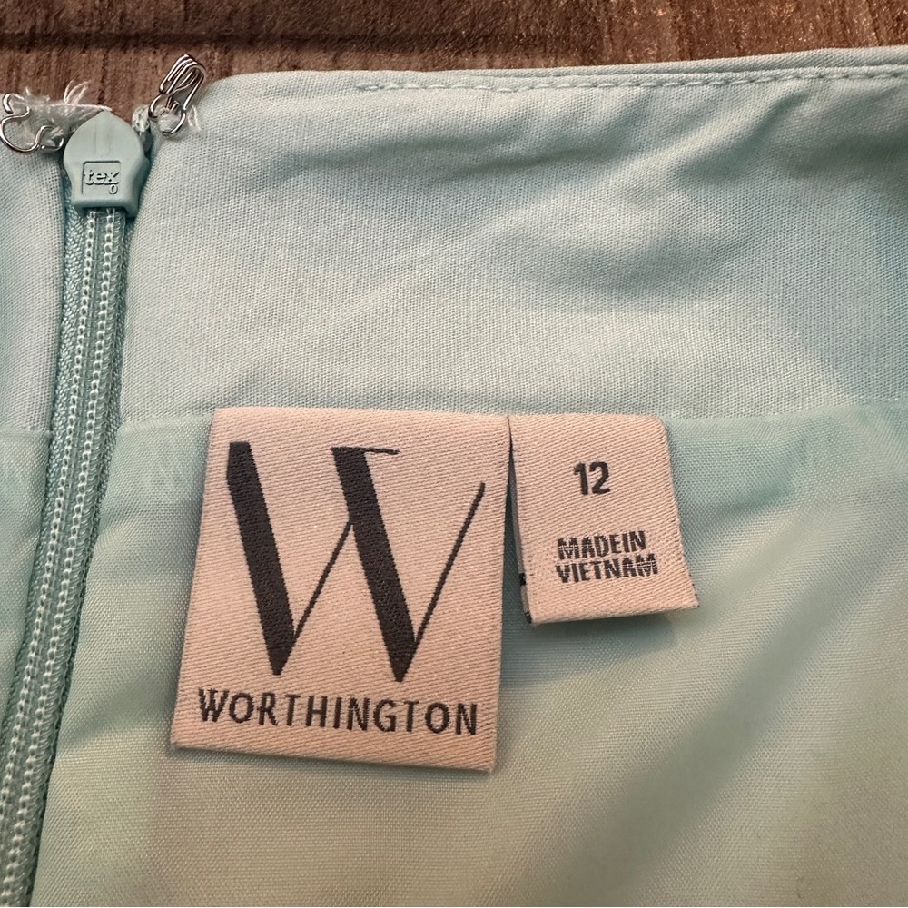 Worthington Cotton Graphic Sea Print Midi Skirt Women’s Size 12 Blue - Picture 2 of 10